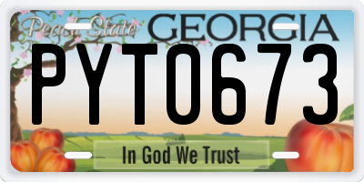 GA license plate PYT0673
