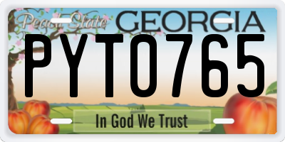 GA license plate PYT0765
