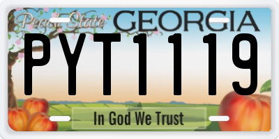 GA license plate PYT1119