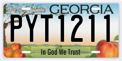 GA license plate PYT1211