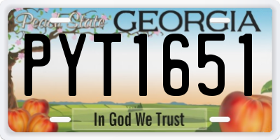 GA license plate PYT1651