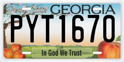 GA license plate PYT1670