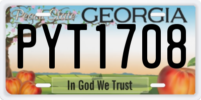 GA license plate PYT1708
