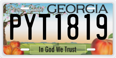 GA license plate PYT1819