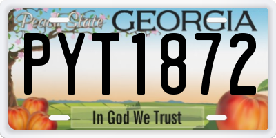 GA license plate PYT1872