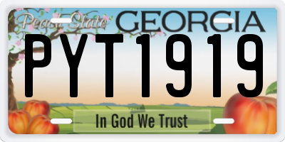 GA license plate PYT1919