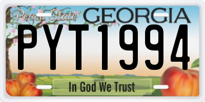 GA license plate PYT1994