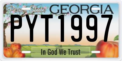 GA license plate PYT1997
