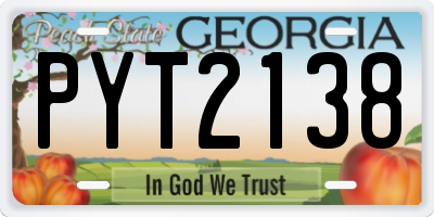 GA license plate PYT2138