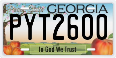 GA license plate PYT2600
