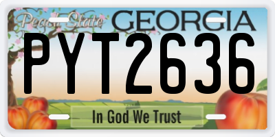 GA license plate PYT2636