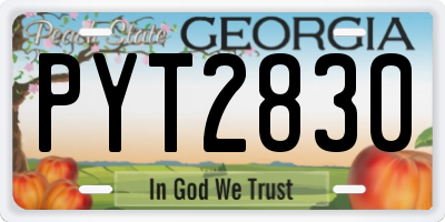 GA license plate PYT2830