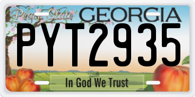 GA license plate PYT2935