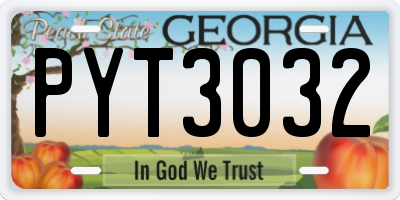 GA license plate PYT3032