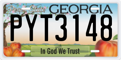 GA license plate PYT3148