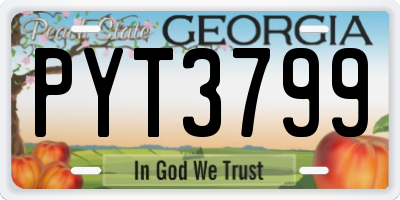 GA license plate PYT3799