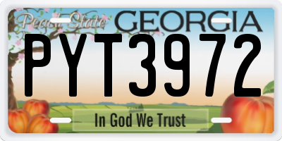 GA license plate PYT3972