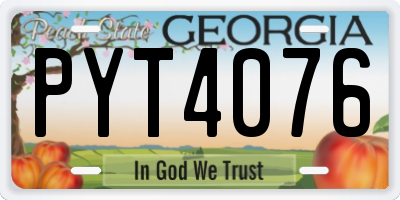 GA license plate PYT4076