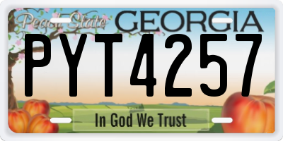 GA license plate PYT4257