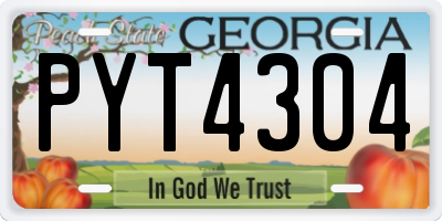 GA license plate PYT4304
