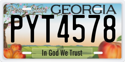 GA license plate PYT4578