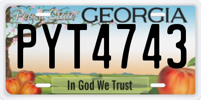 GA license plate PYT4743