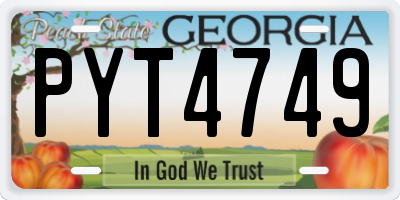 GA license plate PYT4749