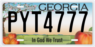 GA license plate PYT4777