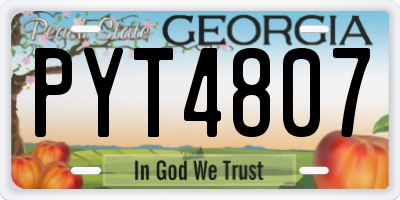 GA license plate PYT4807