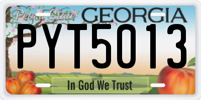 GA license plate PYT5013