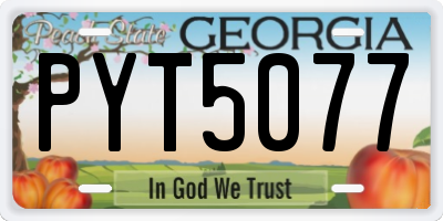 GA license plate PYT5077