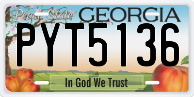 GA license plate PYT5136