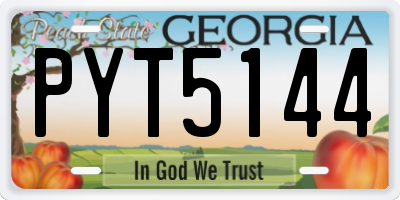 GA license plate PYT5144