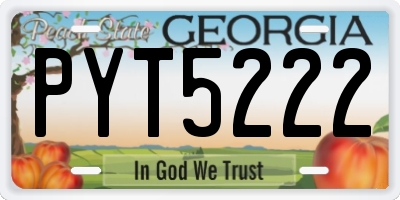 GA license plate PYT5222