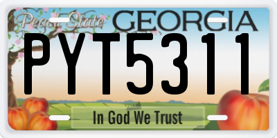 GA license plate PYT5311