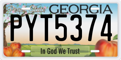 GA license plate PYT5374