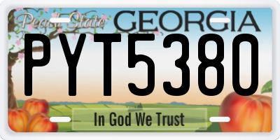 GA license plate PYT5380