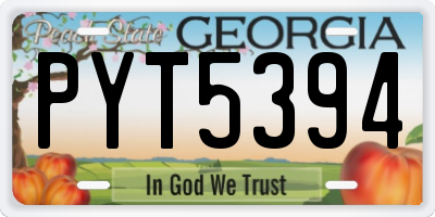 GA license plate PYT5394