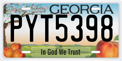 GA license plate PYT5398