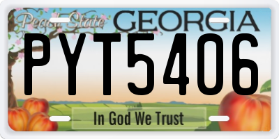GA license plate PYT5406