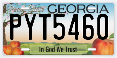GA license plate PYT5460