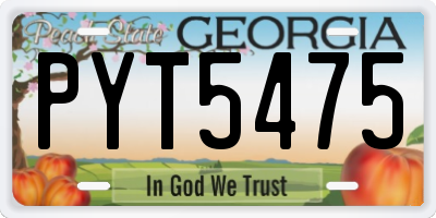 GA license plate PYT5475