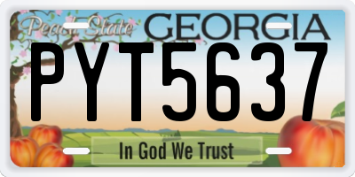 GA license plate PYT5637