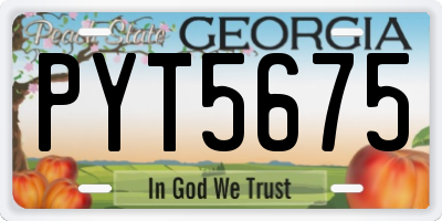 GA license plate PYT5675