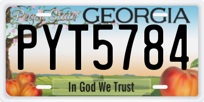 GA license plate PYT5784