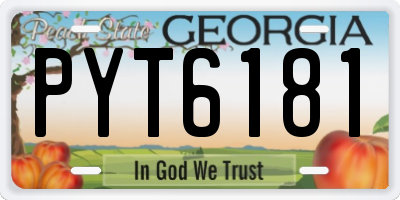 GA license plate PYT6181