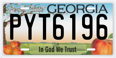 GA license plate PYT6196