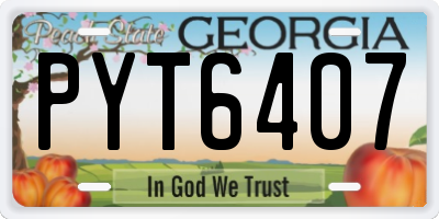 GA license plate PYT6407