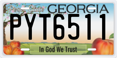 GA license plate PYT6511