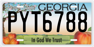 GA license plate PYT6788